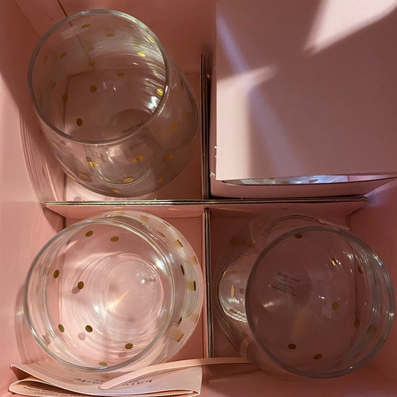 ✨2x HP✨Kate Spade Larabee Dot Gold Stemless Wine Glasses NIB - Picture 7 of 11